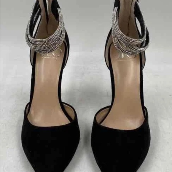 J Lo Elegant Black Heels with Silver Accents - Picture 1 of 9
